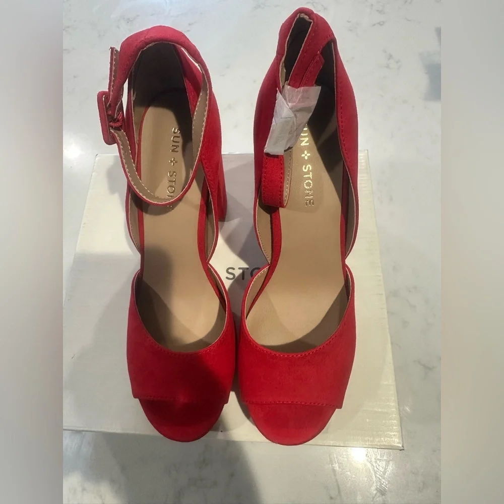 Sun & Stone Reeta Block-heel Platform Sandals Red Size 9M